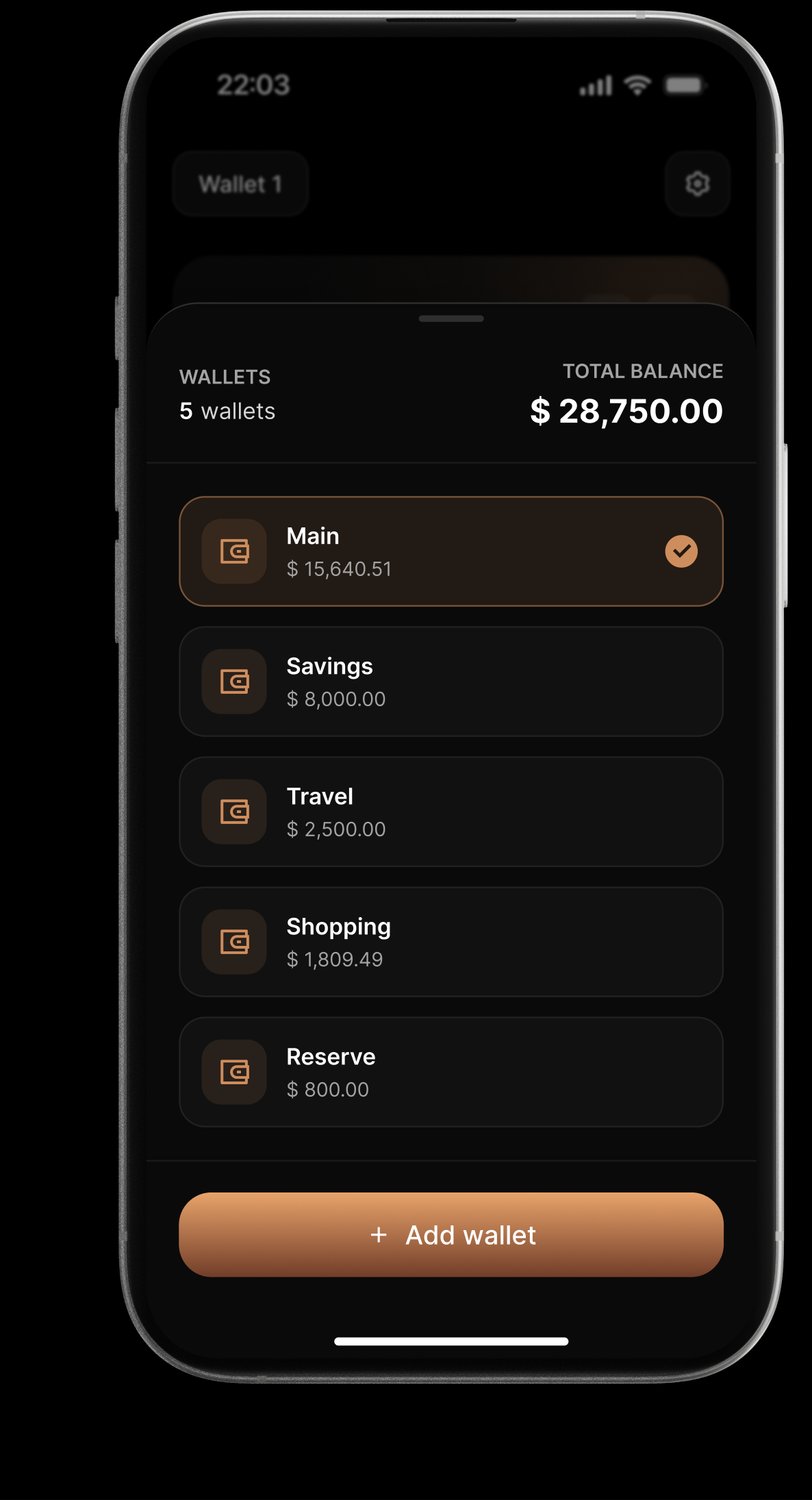 Wallet selection